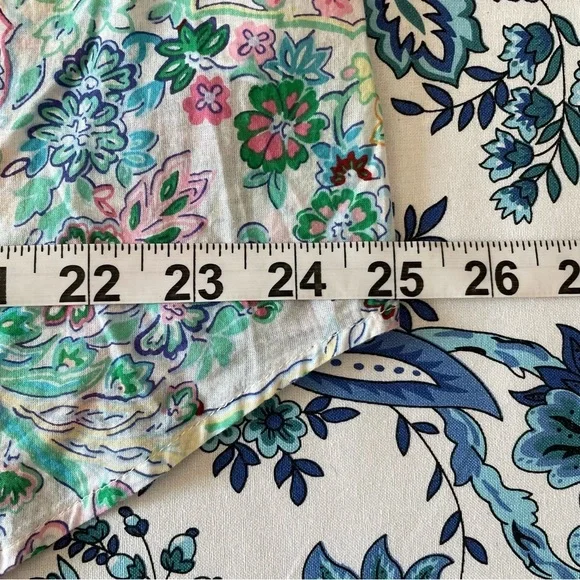 Talbots Pink & Green Paisley Floral Button Down Collared Cotton Shirt Size X - Picture 12 of 14